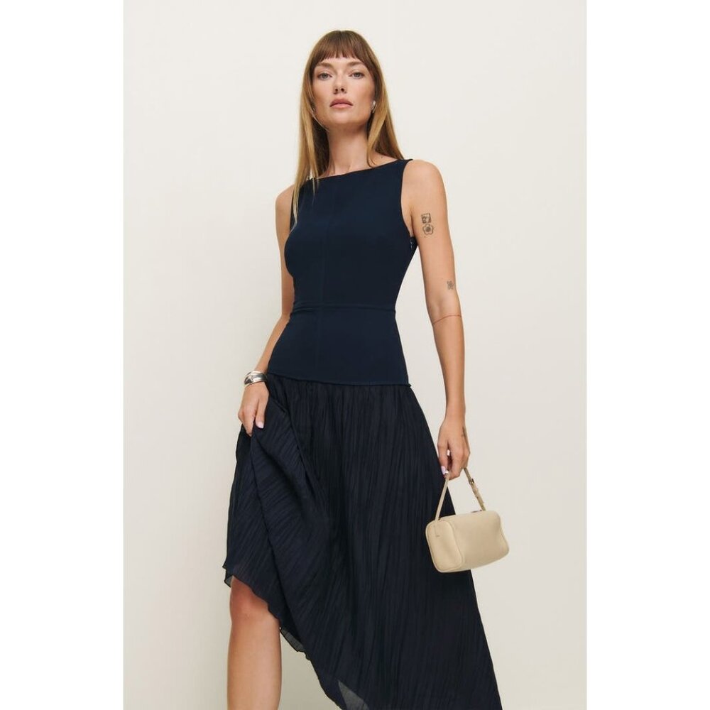 REFORMATION Cyra Drop Waist midnight navy Maxi Dress SIZE 2 NWOT - Picture 1 of 13
